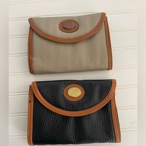 Vintage Nikki Nonno Set of 2 Clutch Handbag Black and Tan Pebble Leather Purse